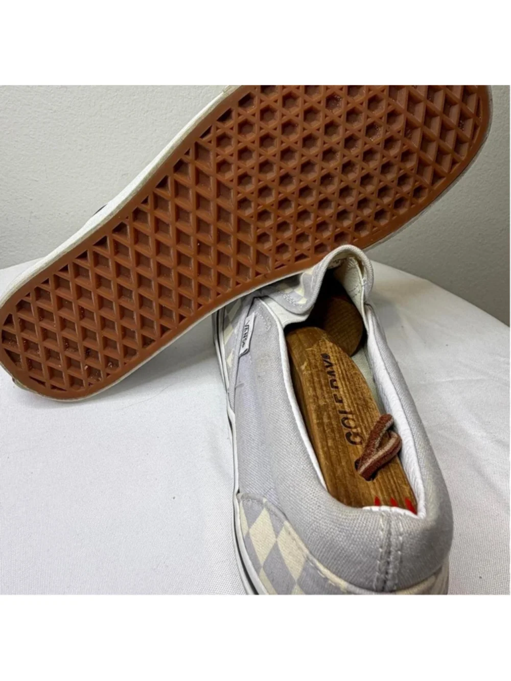 Vans gray and white checkerboard slip-on sneakers #skateboarding #checkerboard